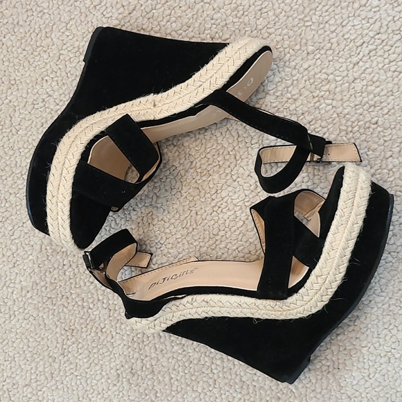 Black velvet espadrille platform - Picture 3 of 6